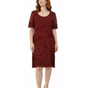 R&M Richard’s red sequin tiered sheath dress 12p special occasion